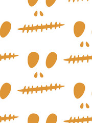 Seamless pattern with halloween carved jack faces silhouettes on black background. Can be used for scrapbook digital paper, textile print, page fill. Vector illustration