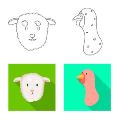 Isolated object of agriculture and breeding icon. Collection of agriculture and organic vector icon for stock.