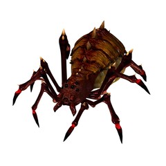 fantasy spider - sideview from right - isolated on white background