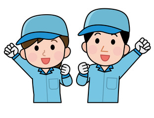 職業　清掃員　男女　上半身　イラスト