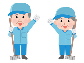 掃除をする人たち ボランティア活動 町内清掃 イラスト Aged Wall Mural Ag こけ田