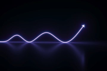 Arrow grow business concept self illumination background 3D illustration