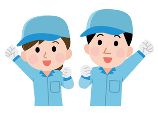 職業　清掃員　男女　上半身　線なし　イラスト