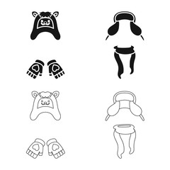 Vector design of clothes and texture sign. Set of clothes and weather stock vector illustration.