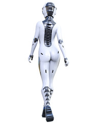Robot woman. Matte metal droid. Artificial Intelligence.