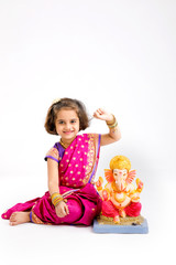 Little indian Girl with lord ganesha