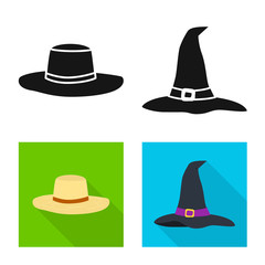 Vector design of clothing and cap symbol. Collection of clothing and beret stock symbol for web.