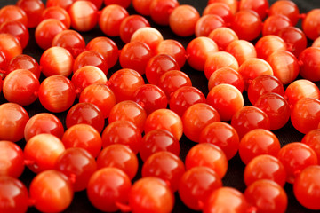 Cat's eye necklace on black background.