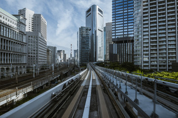 Obraz na płótnie Canvas Cityscape from monorail sky train in Tokyo