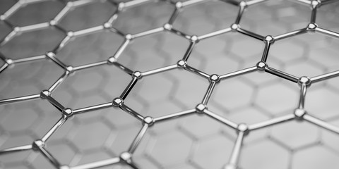 Graphene molecular nano technology structure on a background - 3d rendering