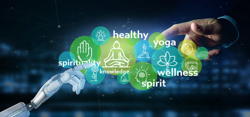 Conscious head icon on a color background