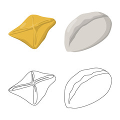 Vector illustration of products and cooking logo. Set of products and appetizer stock vector illustration.