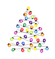 Watercolor hand drawn christmas party garland illustration. Colorful christmas and New Year torse. For greeting cards, invitations