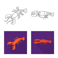 Isolated object of appetizer and ocean sign. Collection of appetizer and delicacy stock vector illustration.
