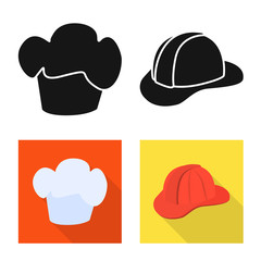 Vector design of clothing and cap sign. Set of clothing and beret stock vector illustration.