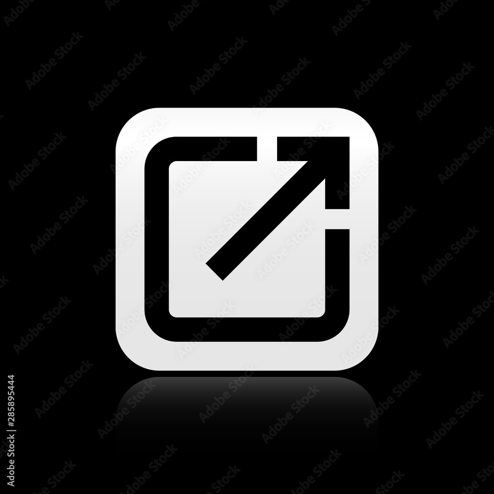 Poster black open in new window icon isolated on black background. open another tab button sign. browser fr