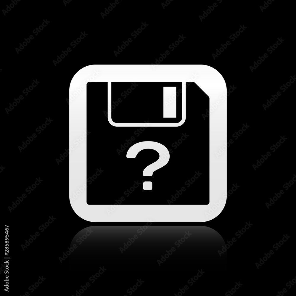 Poster black unknown document icon isolated on black background. file with question mark. hold report, serv