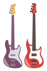 Electric guitars isolated on white background. Flat style vector illustration.