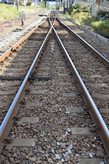 Fototapeta premium 鉄道線路の分岐ポイント