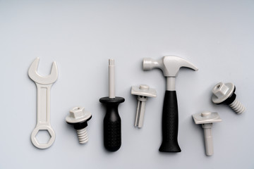 Mechanic set toy for Kid in creative education concept in flat lay