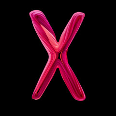 Alphabet candy twisted style art and illustration letter X. 3D