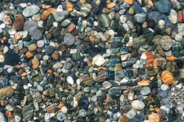 Beach with pebbles on the black Sea coast.