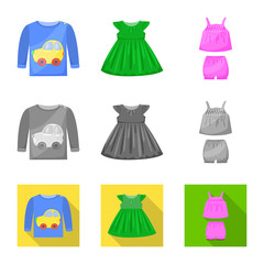 Vector illustration of fashion and garment icon. Collection of fashion and cotton stock symbol for web.