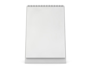 Empty vertical desk calendar on table. Mockup design concept. 3D