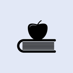 Apple on book, knowledge icon. Education, academic degree. Premium quality graphic design. Signs, outline symbols collection, simple icon for websites, web design, mobile app
