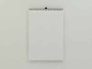 Blank design vertical calendar template with soft shadows. 3D