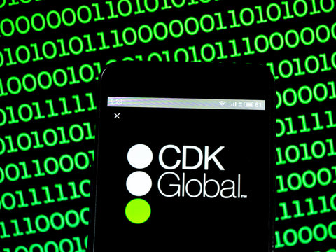 Kiev, Ukraine, February 16, 2019, illustrative editorial..CDK Global company logo seen displayed on smart phone