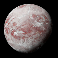 alien planet, cloudy desert world, exoplanet isolated on black background