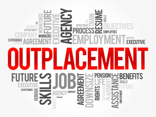 Outplacement word cloud collage, business concept background