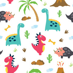 Cute dinosaur seamless pattern