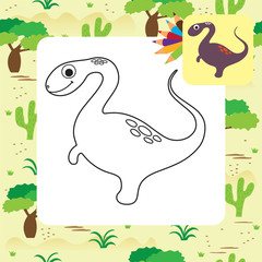 Cute cartoon dino coloring page