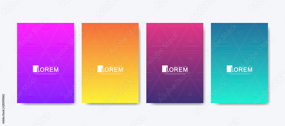 Aufkleber Abstract geometric pattern background with lines texture. Modern colorful abstract gradient pattern background for poster cover design web brochure leaflet flyer banner. Wave shapes bright gradient