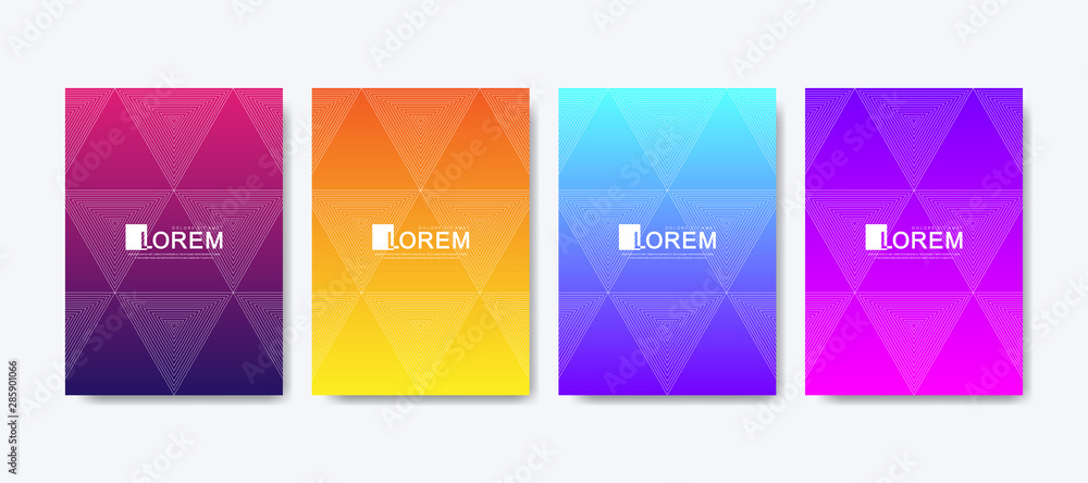 Poster Modern colorful abstract gradient lines pattern background cover design. Trendy vector template for web, brochure, leaflet, flyer, cover, banner, poster. Cool bright gradients. Vivid vibrant color