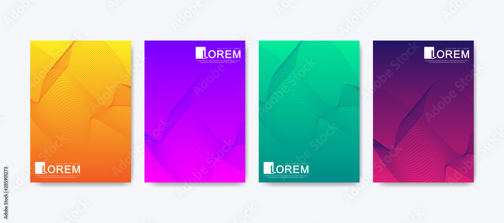 Aufkleber Abstract geometric pattern background with lines texture. Modern colorful abstract gradient pattern background for poster cover design web brochure leaflet flyer banner. Wave shapes bright gradient