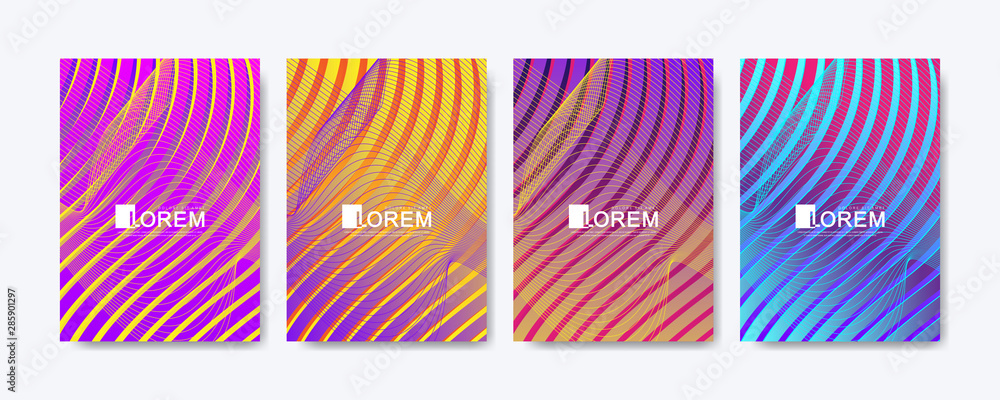 Aufkleber Abstract geometric pattern background with lines texture. Modern colorful abstract gradient pattern background for poster cover design web brochure leaflet flyer banner. Wave shapes bright gradient