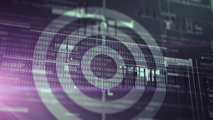 Obraz premium Target with digital binary code background