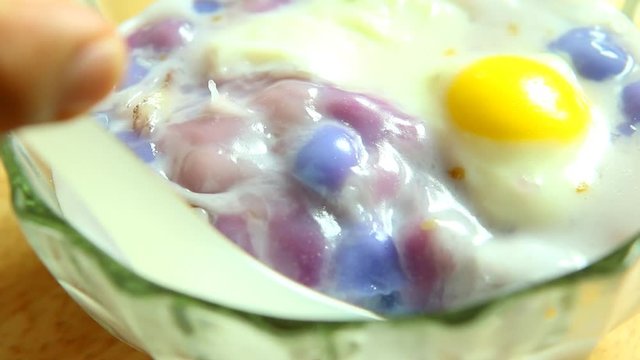 dumplings in coconut cream or Buo Loi , Thai famous dessert