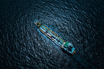 aerial view international oil and gas with petroleum transportation vessels delivery business...