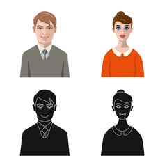 Fototapeta premium Isolated object of hairstyle and profession logo. Collection of hairstyle and character stock symbol for web.