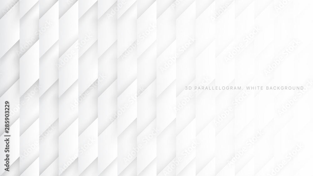 Poster parallelogram blocks conceptual tech 3d vector white abstract background. science technology three d