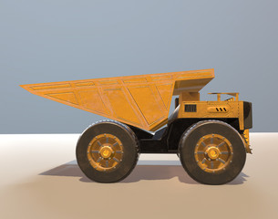 yellow dumper,track,3d render.