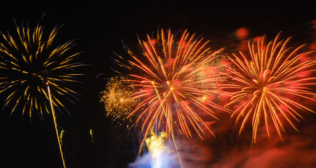 Colorful fireworks in night sky