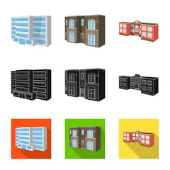 Vector design of facade and housing symbol. Collection of facade and infrastructure vector icon for stock.