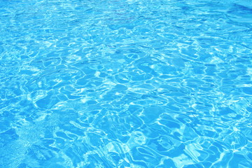 Fototapeta na wymiar Background of clean blue rippled water in a hotel swimming pool