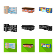 Vector design of facade and housing sign. Set of facade and infrastructure stock vector illustration.