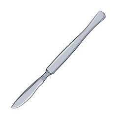 Medical scalpel on a white background. Isolated object of medicine. Medical equipment for the surgeon. Vector illustration